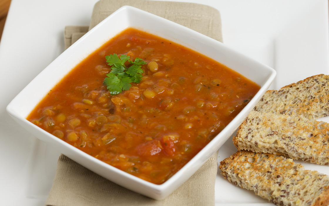 brown lentil and tomato soup